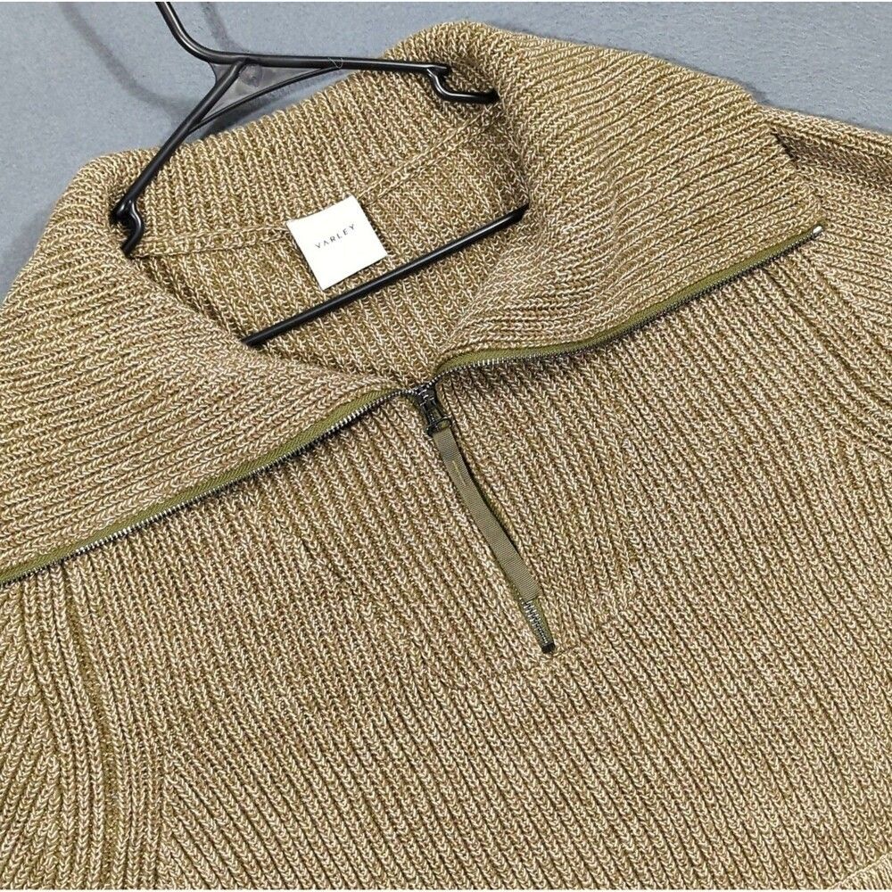 Varley Sweater Women's L Dark Olive Speckle Mentone Half Zip Knit Pullover